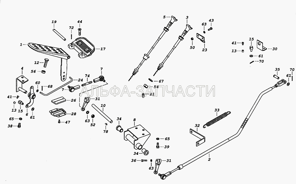 6520-1108003-10 Установка управления подачей топлива (5320-1108120-99 Тяга ручного управления подачи топлива) 